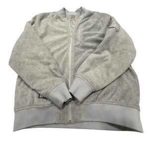 Stussy Worldwide Tribe Grey Fleece Bomber Jacket Full Zip Mens Large RN94974